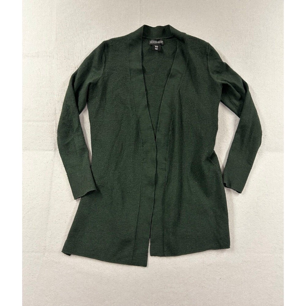 Adrienne Vittadini 100% Extra Fine Merino Wool Cardigan Sweater Green XS